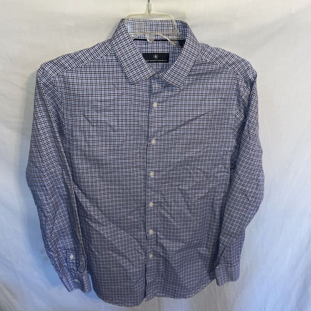 Hart Schaffner Marx Men’s Dress Shirt Size Large Blue Striped Business Formal